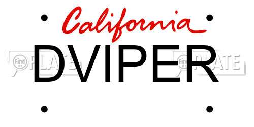 DVIPER California License Plate