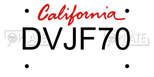 DVJF70 California License Plate