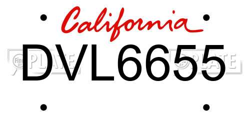 DVL6655 California License Plate