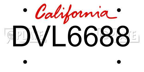 DVL6688 California License Plate