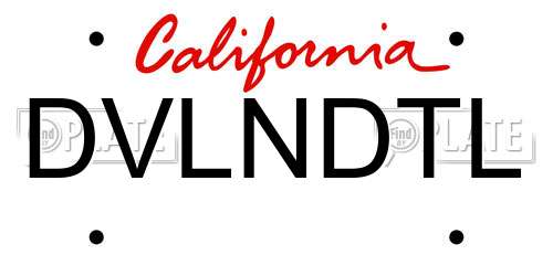 DVLNDTL California License Plate