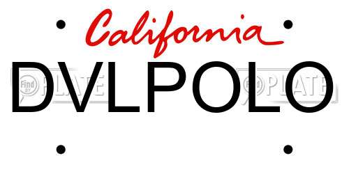 DVLPOLO California License Plate