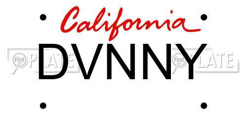 DVNNY California License Plate