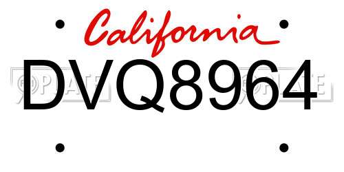 DVQ8964 California License Plate