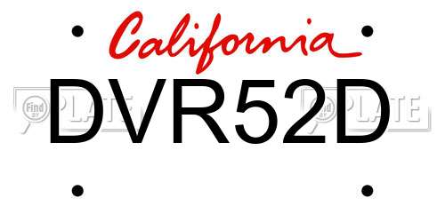DVR52D California License Plate