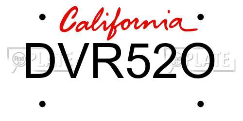 DVR52O California License Plate