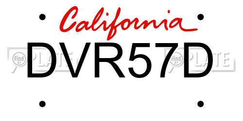 DVR57D California License Plate
