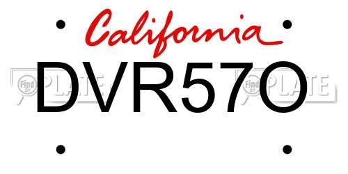 DVR57O California License Plate