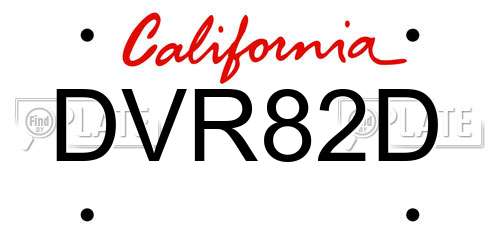 DVR82D California License Plate