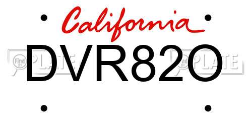 DVR82O California License Plate