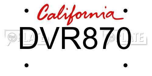 DVR870 California License Plate
