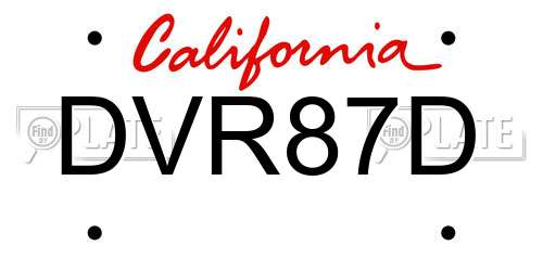 DVR87D California License Plate