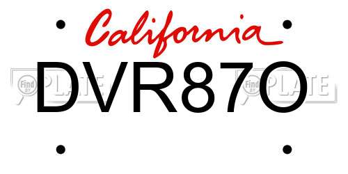 DVR87O California License Plate