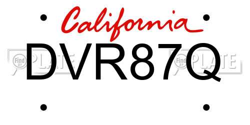 DVR87Q California License Plate