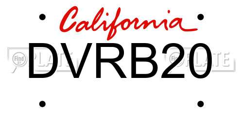 DVRB20 California License Plate