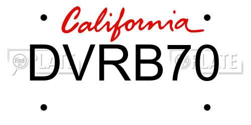 DVRB70 California License Plate