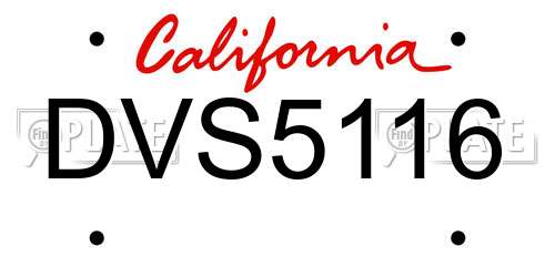 DVS5116 California License Plate
