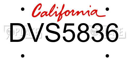 DVS5836 California License Plate