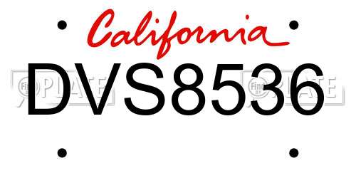 DVS8536 California License Plate