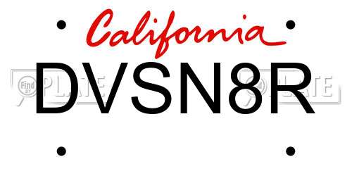 DVSN8R California License Plate