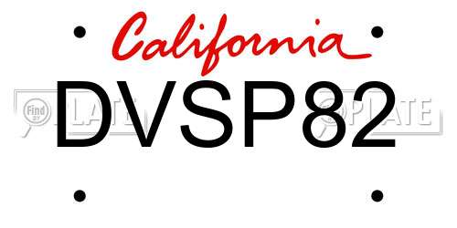 DVSP82 California License Plate