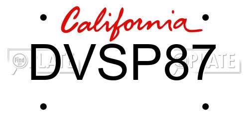 DVSP87 California License Plate