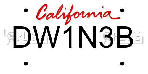 DW1N3B California License Plate