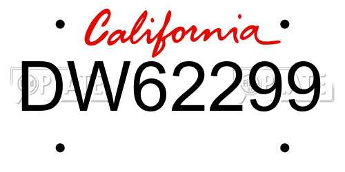 DW62299 California License Plate