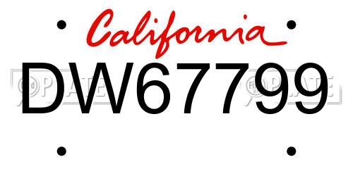 DW67799 California License Plate