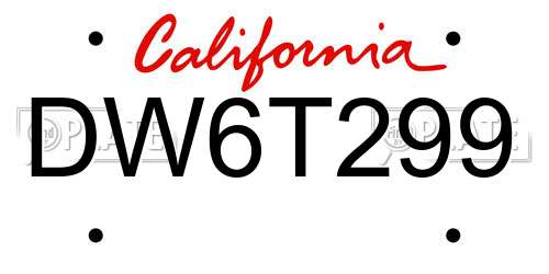 DW6T299 California License Plate