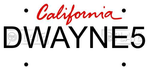DWAYNE5 California License Plate