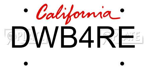 DWB4RE California License Plate