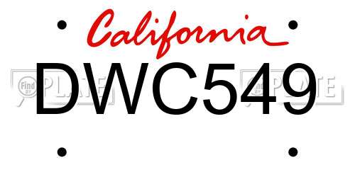 DWC549 California License Plate