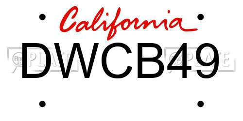 DWCB49 California License Plate
