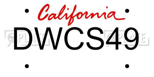 DWCS49 California License Plate