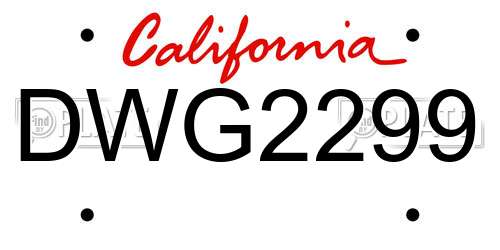 DWG2299 California License Plate