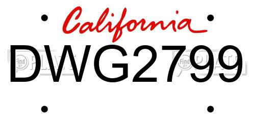 DWG2799 California License Plate