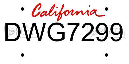 DWG7299 California License Plate