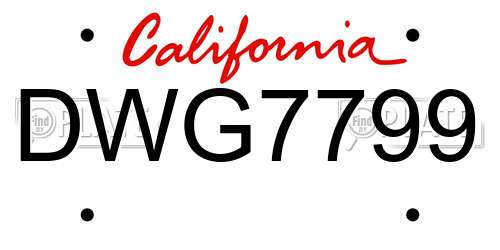 DWG7799 California License Plate