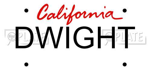 DWIGHT California License Plate