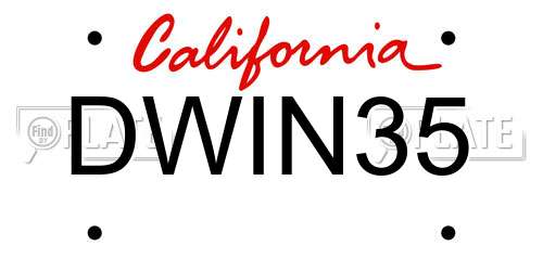 DWIN35 California License Plate