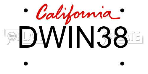 DWIN38 California License Plate