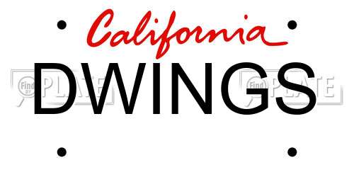 DWINGS California License Plate