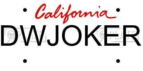 DWJOKER California License Plate