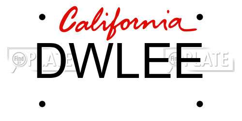 DWLEE California License Plate