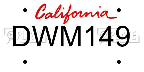 DWM149 California License Plate