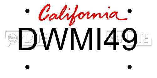 DWMI49 California License Plate