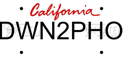 DWN2PHO California License Plate