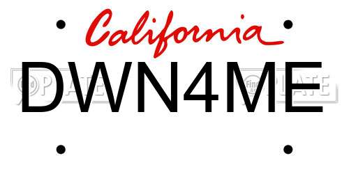 DWN4ME California License Plate