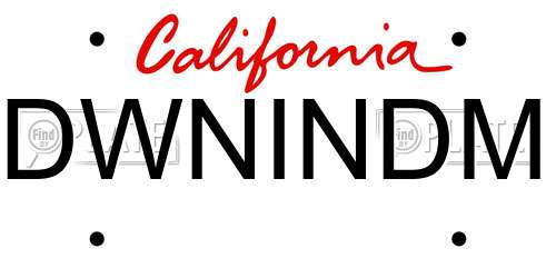 DWNINDM California License Plate